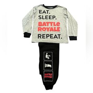 Battle Royale Gray & Black Eat Sleep Repeat Pajama Set Boys Size 8